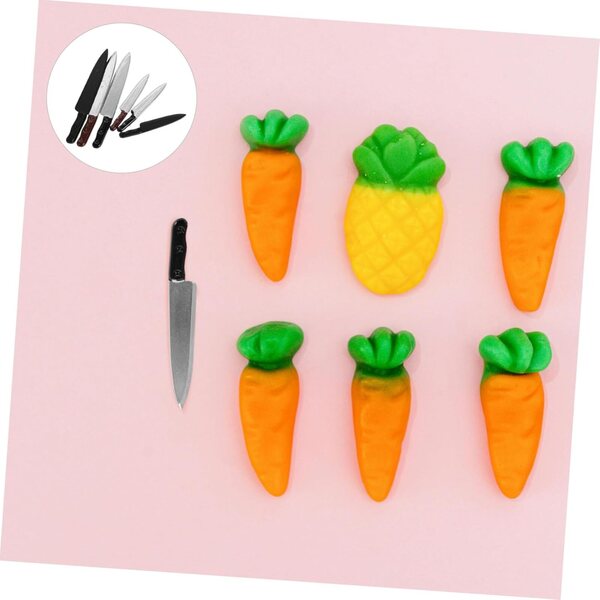 Set mit 6 realistischen Miniaturmessern, Küchenzubehör für Puppenhäuser