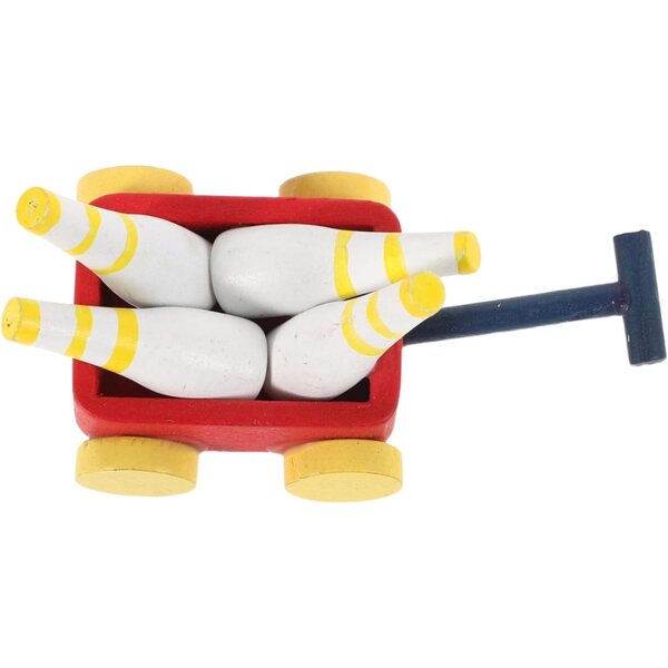 Miniatura in Legno Bowling per Casa delle Bambole con Birilli e Accessori Decorativi