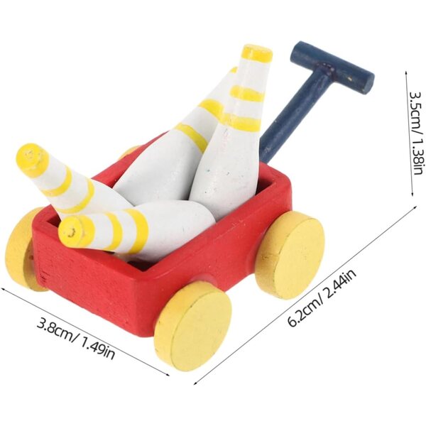 Miniatura in Legno Bowling per Casa delle Bambole con Birilli e Accessori Decorativi