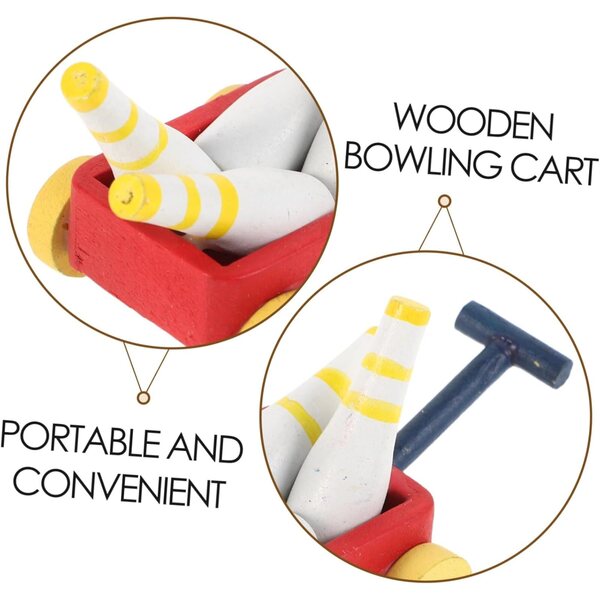 Miniatura in Legno Bowling per Casa delle Bambole con Birilli e Accessori Decorativi