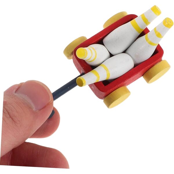 Miniatura in Legno Bowling per Casa delle Bambole con Birilli e Accessori Decorativi