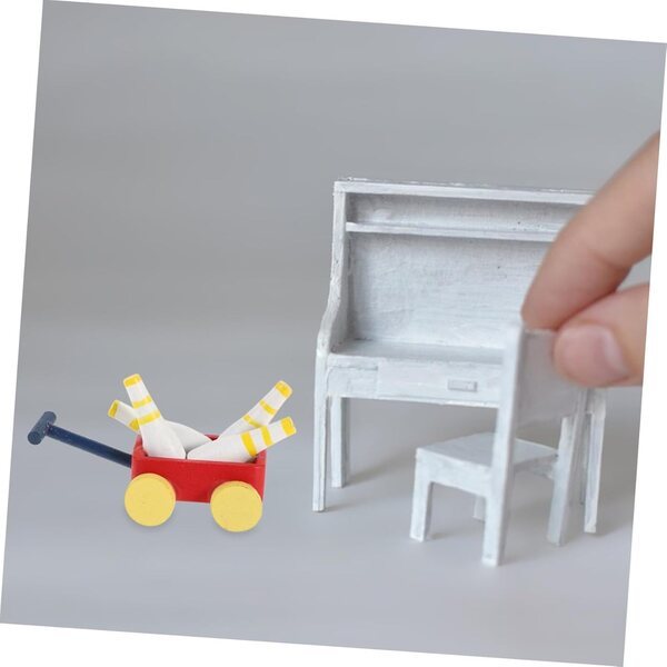 Miniatura in Legno Bowling per Casa delle Bambole con Birilli e Accessori Decorativi