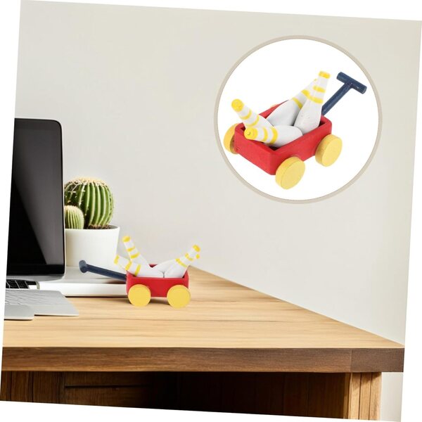 Miniatura in Legno Bowling per Casa delle Bambole con Birilli e Accessori Decorativi