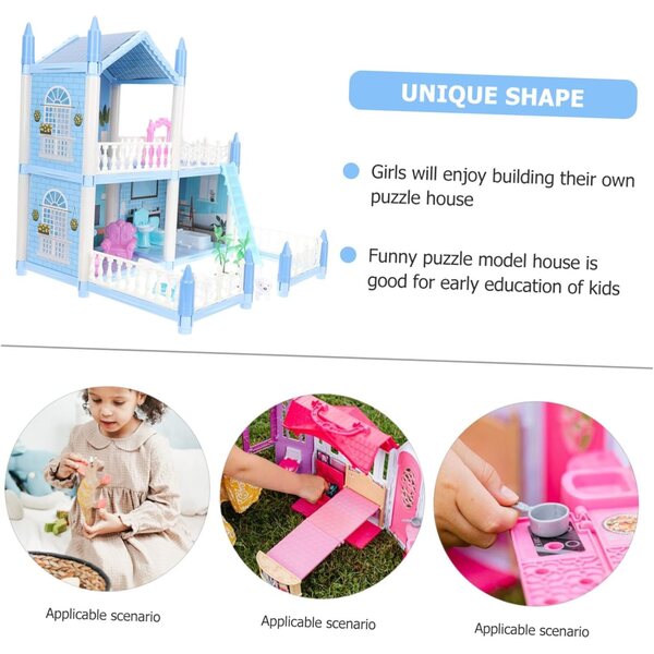 Kit casa delle bambole UPKOCH in ABS, kit educativo e creativo 35x34x27 cm