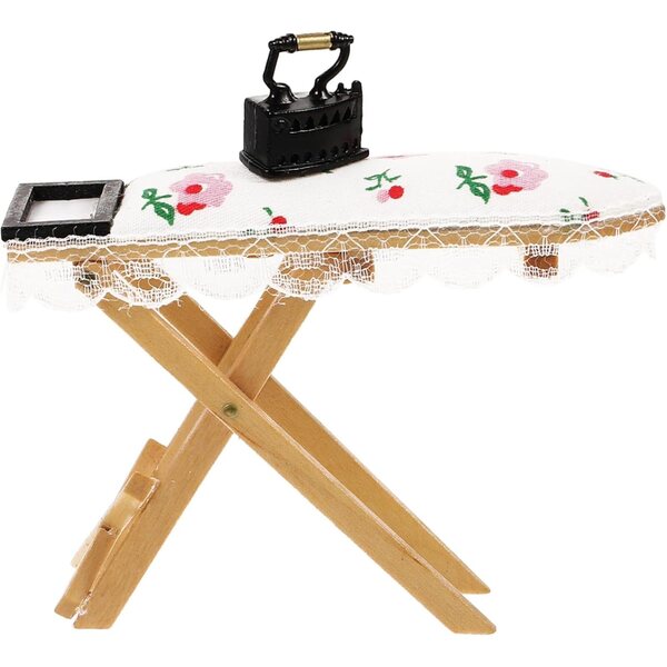 Mini-Bügelbrett aus Holz und Stoff für realistische Miniaturen und Dioramen
