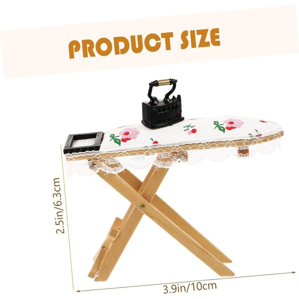 Mini-Bügelbrett aus Holz und Stoff für realistische Miniaturen und Dioramen