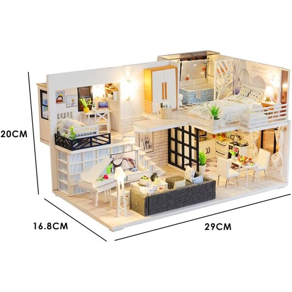 3D-Miniaturhaus-Bausatz mit LEDs und Möbeln – zum Selbermachen für Kinder und Jugendliche