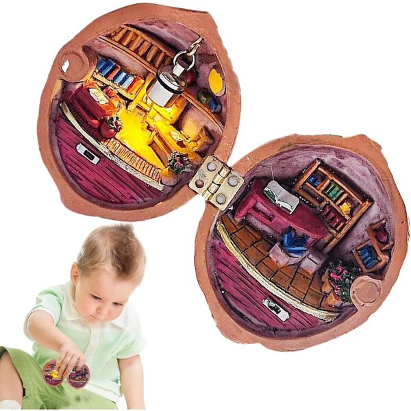 Miniatur-Puppenhaus aus Walnussholz – elegante und einzigartige handgefertigte Dekoration