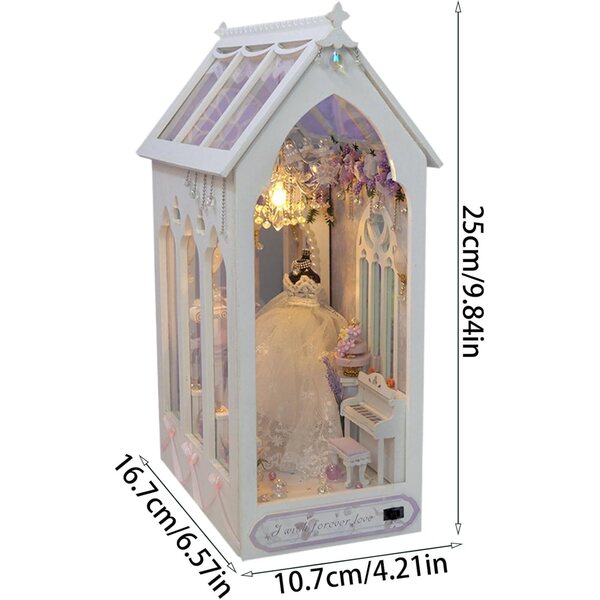 3D-Miniatur-Gewächshaus-Set mit LED-Licht – romantische Bücherregal-Dekoration