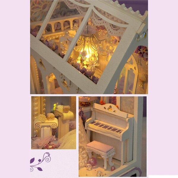 3D-Miniatur-Gewächshaus-Set mit LED-Licht – romantische Bücherregal-Dekoration