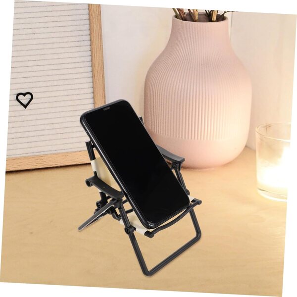 KOMBIUDA Set 2 Mini Sedie Pieghevoli Miniature Supporto per Telefono Decorativo
