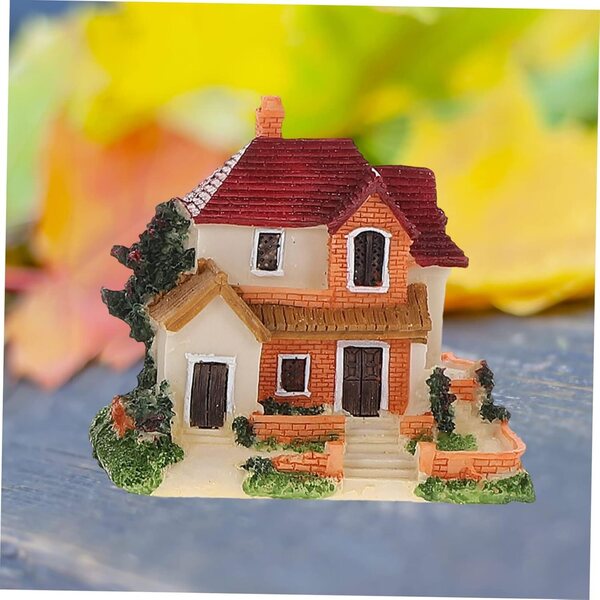 Set mit 4 Miniaturhäusern aus Kunstharz, Dekoration für Feenhaus und Garten, 8,8 x 7,8 x 5,5 cm