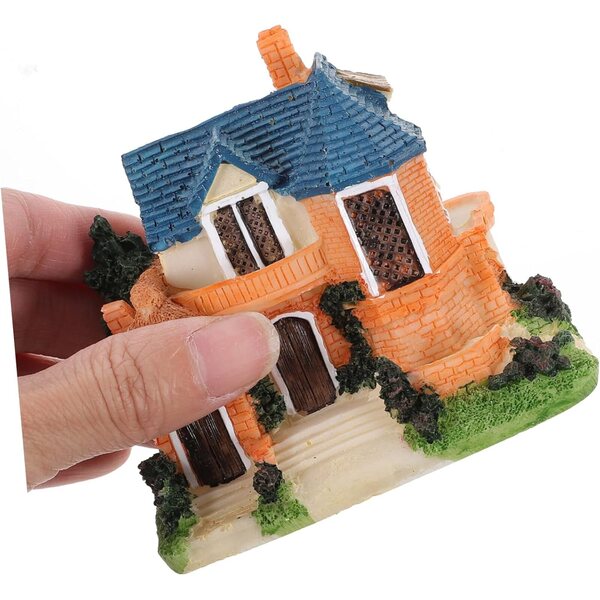 Set mit 4 Miniaturhäusern aus Kunstharz, Dekoration für Feenhaus und Garten, 8,8 x 7,8 x 5,5 cm