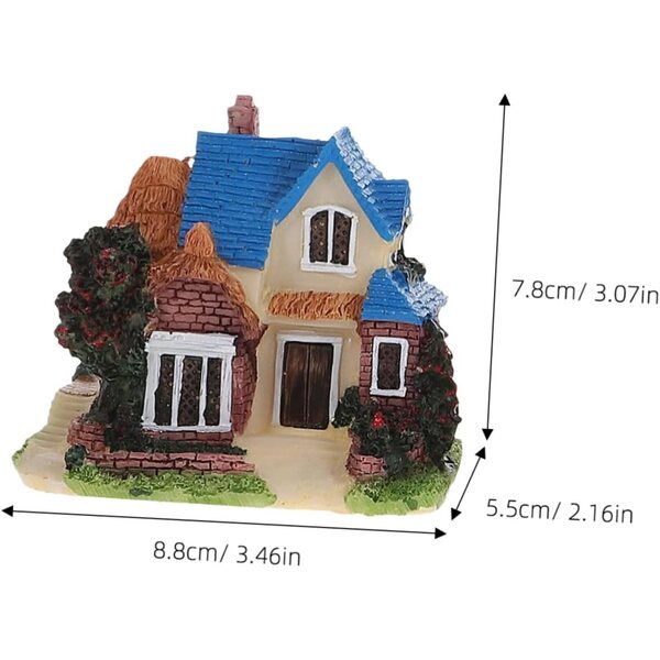 Set mit 4 Miniaturhäusern aus Kunstharz, Dekoration für Feenhaus und Garten, 8,8 x 7,8 x 5,5 cm