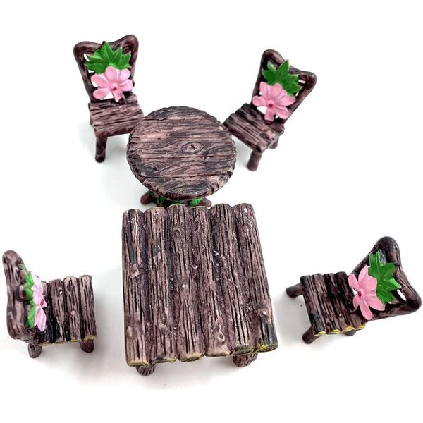 6-teiliges Mini-Tisch- und Stühle-Set für den Feengarten und das Nlinlin-Puppenhaus