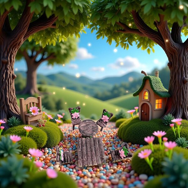 6-teiliges Mini-Tisch- und Stühle-Set für den Feengarten und das Nlinlin-Puppenhaus