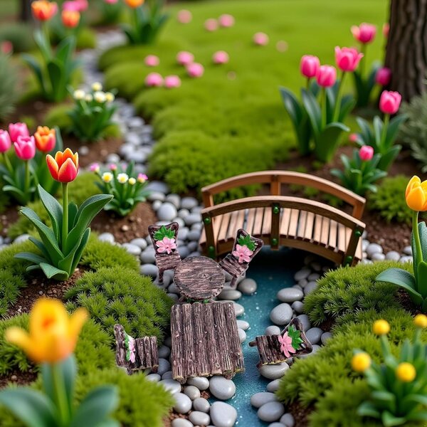 6-teiliges Mini-Tisch- und Stühle-Set für den Feengarten und das Nlinlin-Puppenhaus