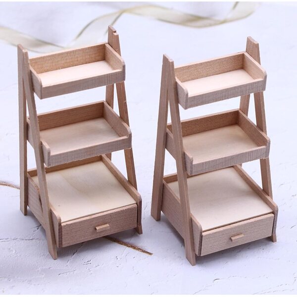 Supporto per fiori in legno 1:12 per casa delle bambole, mini scaffalatura 3 piani Quintrost