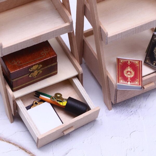 Supporto per fiori in legno 1:12 per casa delle bambole, mini scaffalatura 3 piani Quintrost