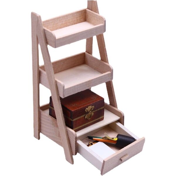 Supporto per fiori in legno 1:12 per casa delle bambole, mini scaffalatura 3 piani Quintrost