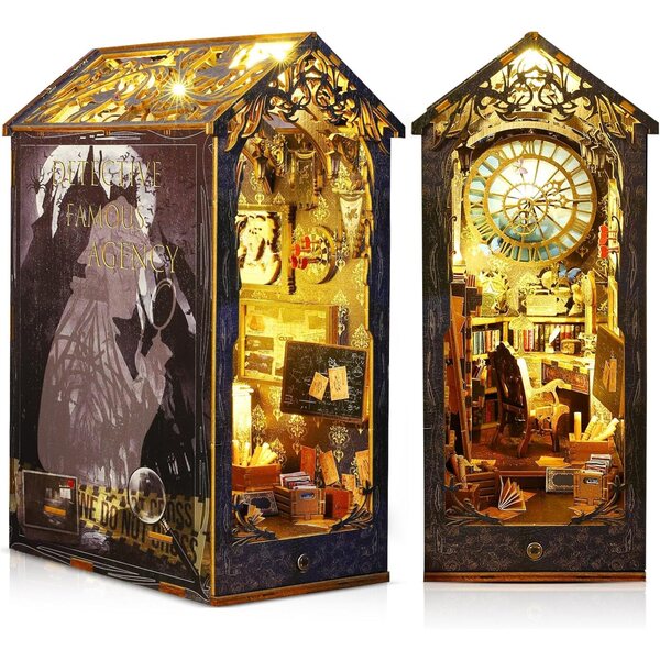Kit angolo libri miniatura con luci LED per casa delle bambole - bricolage in legno
