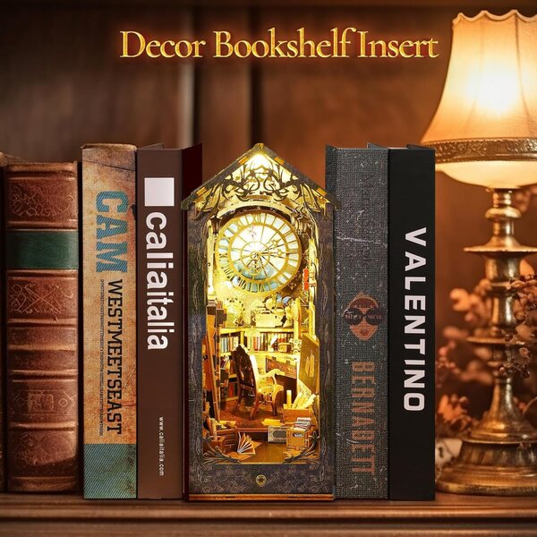 Kit angolo libri miniatura con luci LED per casa delle bambole - bricolage in legno