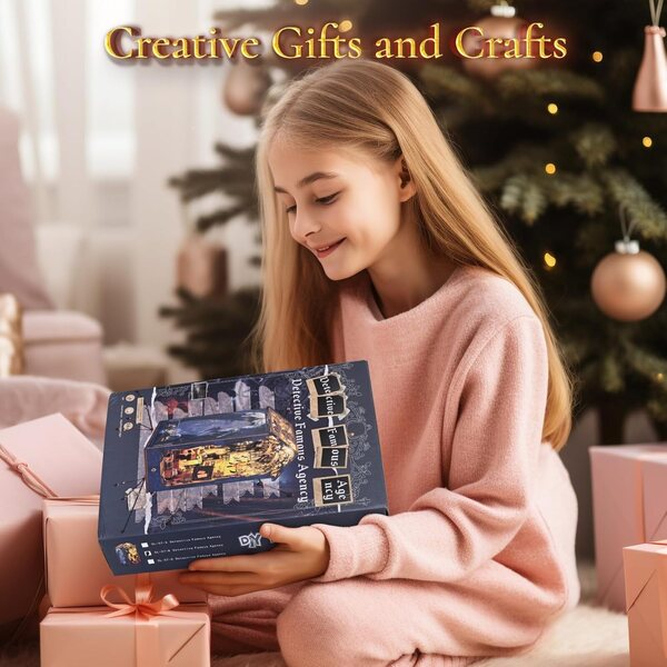 Kit angolo libri miniatura con luci LED per casa delle bambole - bricolage in legno