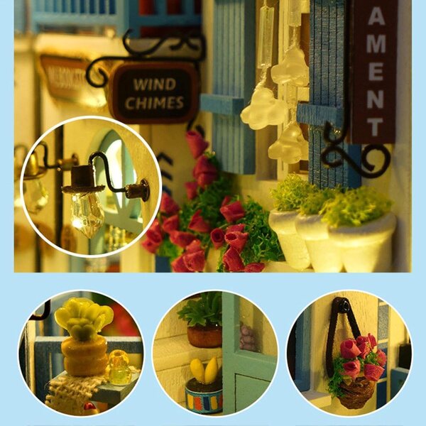 3D-Buchecken-Set „Meeresbrise“ – Miniatur-Puppenhaus-Dekoration, 15,9 x 9,2 x 20,5 cm