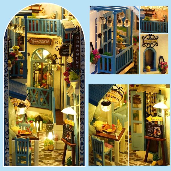 3D-Buchecken-Set „Meeresbrise“ – Miniatur-Puppenhaus-Dekoration, 15,9 x 9,2 x 20,5 cm