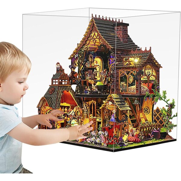 Kit Casa Miniatura in Legno con Mobili e Istruzioni per Adulti e Adolescenti