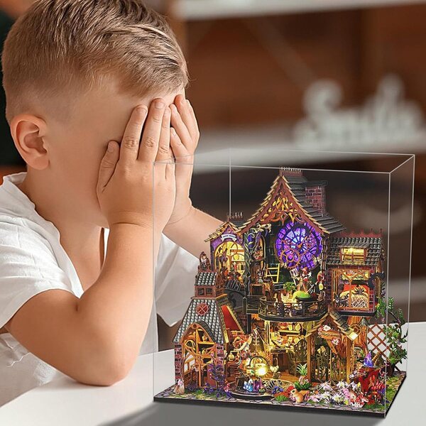 Kit Casa Miniatura in Legno con Mobili e Istruzioni per Adulti e Adolescenti