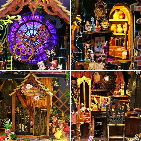 Kit Casa Miniatura in Legno con Mobili e Istruzioni per Adulti e Adolescenti