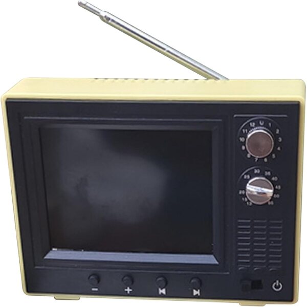 Vintage-Mini-Fernseher im Maßstab 1:12 für Puppenhaus mit wiederaufladbarem USB-LCD-Bildschirm