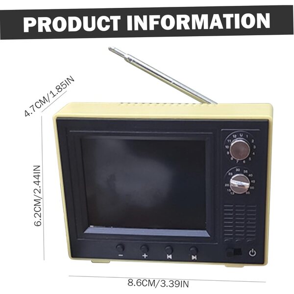 Vintage-Mini-Fernseher im Maßstab 1:12 für Puppenhaus mit wiederaufladbarem USB-LCD-Bildschirm