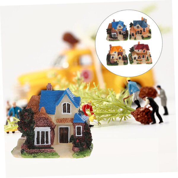 KOMBIUDA 4 Stück Miniaturdekorationen für europäisches Landhaus 8,8 x 5,5 cm