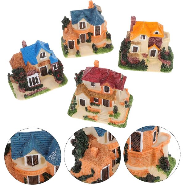 KOMBIUDA 4 Stück Miniaturdekorationen für europäisches Landhaus 8,8 x 5,5 cm