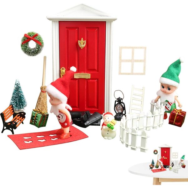Decorazioni di Natale Miniature in Legno per Casa di Bambole - Kit Accessori Festivi 16x11 cm