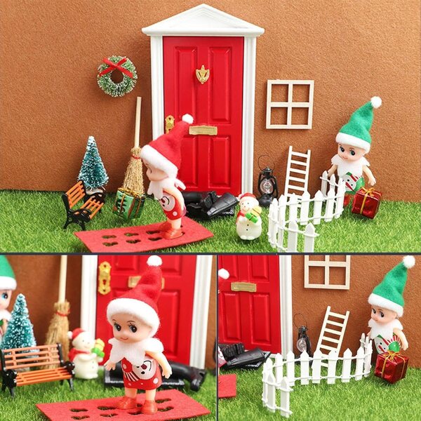 Decorazioni di Natale Miniature in Legno per Casa di Bambole - Kit Accessori Festivi 16x11 cm