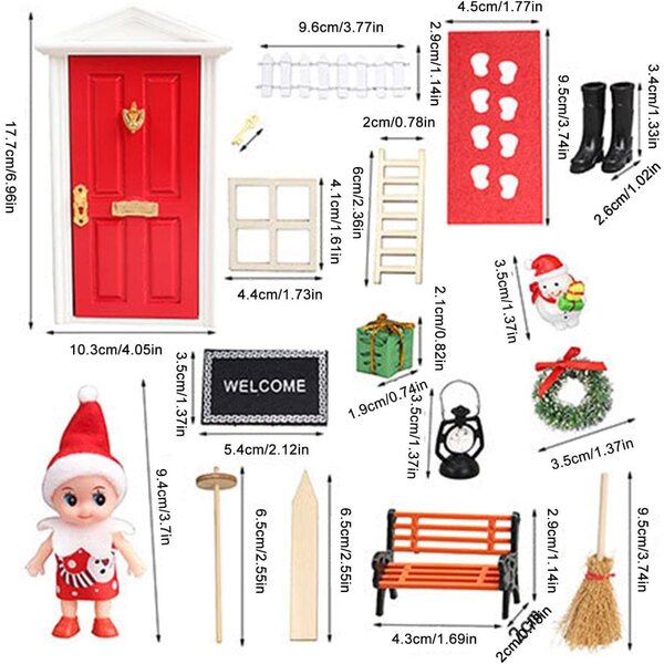Decorazioni di Natale Miniature in Legno per Casa di Bambole - Kit Accessori Festivi 16x11 cm