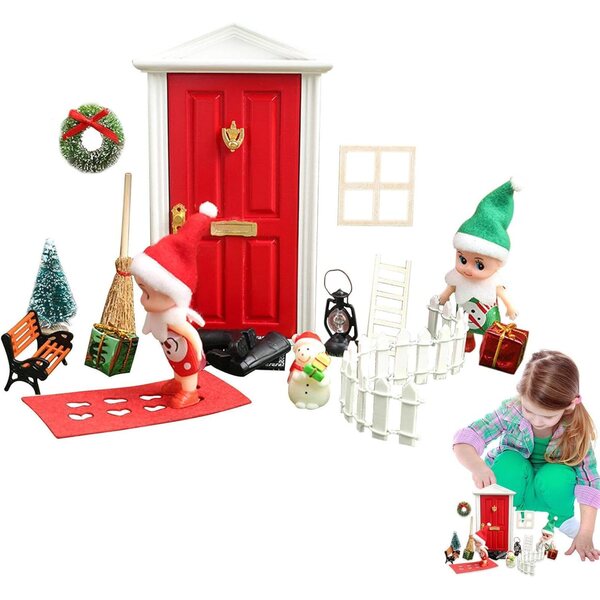 Decorazioni di Natale Miniature in Legno per Casa di Bambole - Kit Accessori Festivi 16x11 cm