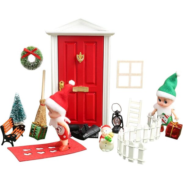 Decorazioni di Natale Miniature in Legno per Casa di Bambole - Kit Accessori Festivi 16x11 cm