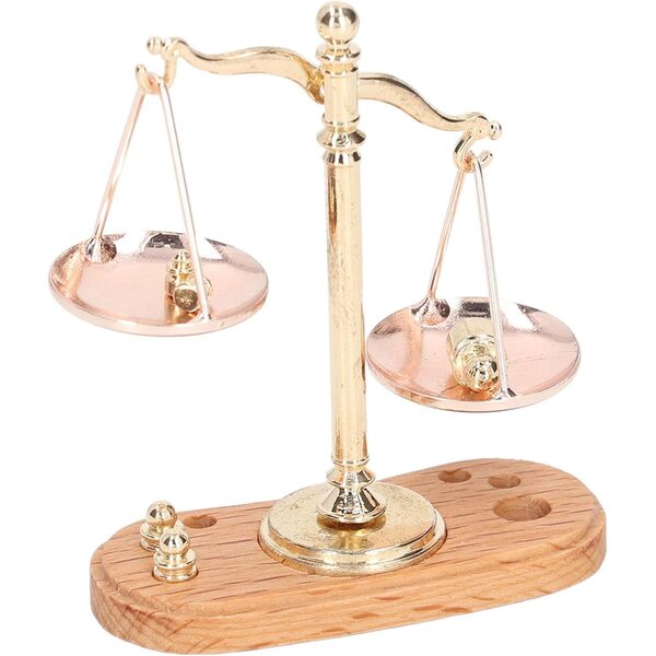 Bilancia Miniatura 1:12 in Legno e Lega per Casa di Bambola, Accessori Decorativi Retro