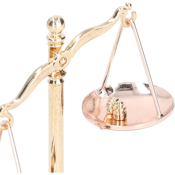 Bilancia Miniatura 1:12 in Legno e Lega per Casa di Bambola, Accessori Decorativi Retro