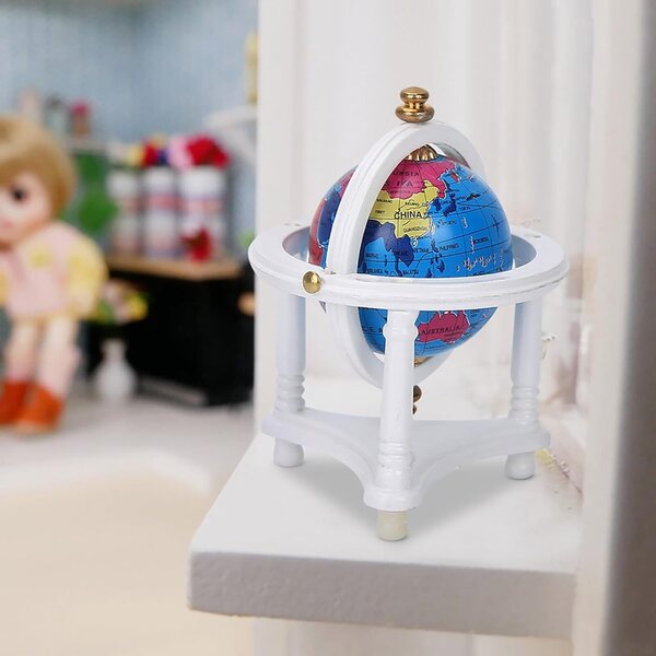 Globo Rotativo Miniatura per Casa delle Bambole Scala 1/12, Decorazione Salotto Bianca