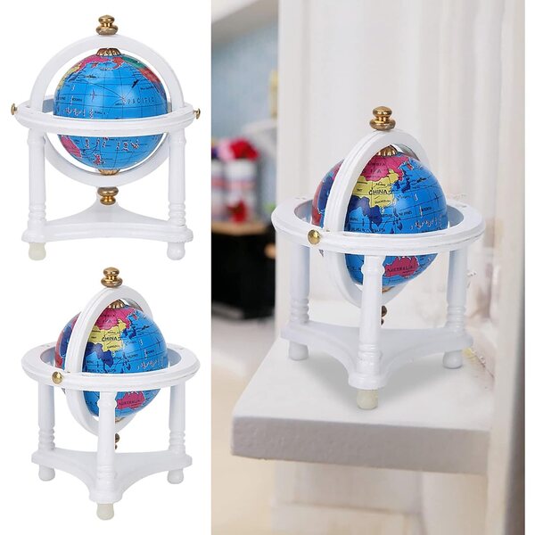 Globo Rotativo Miniatura per Casa delle Bambole Scala 1/12, Decorazione Salotto Bianca