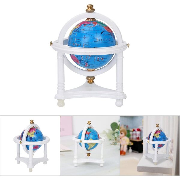 Globo Rotativo Miniatura per Casa delle Bambole Scala 1/12, Decorazione Salotto Bianca