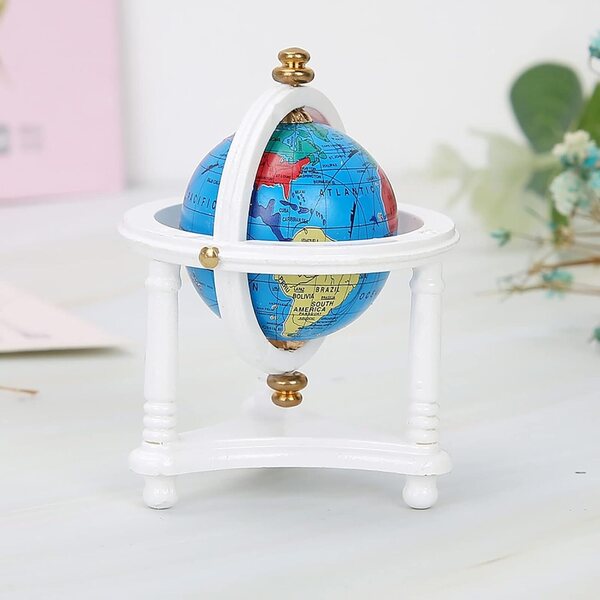 Globo Rotativo Miniatura per Casa delle Bambole Scala 1/12, Decorazione Salotto Bianca