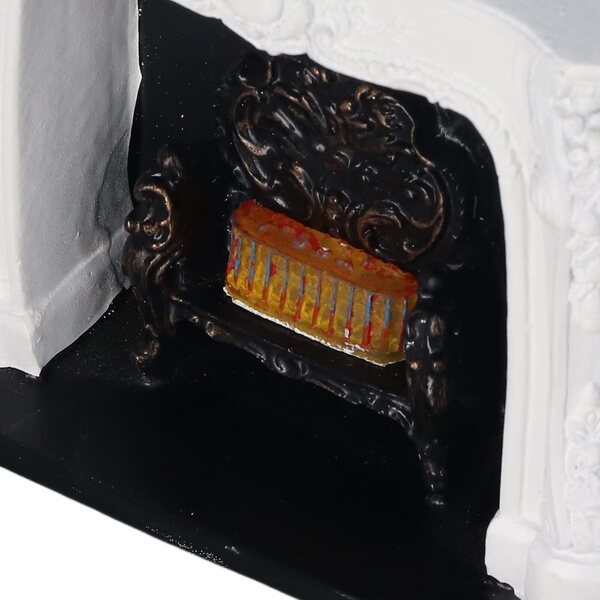 Camino LED in Resina Stile Rococò per Casa di Bambola 1:12 con Interruttore Semplice
