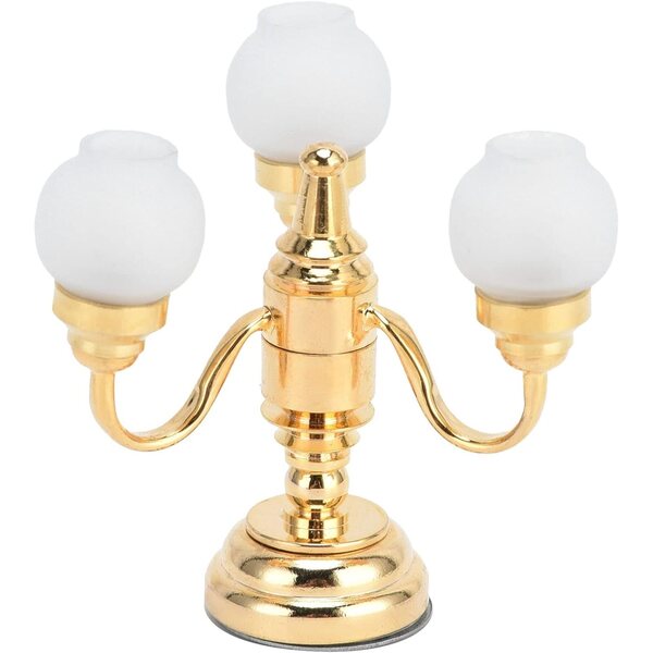 Lustre Miniatura LED a Batterie 1:12, Elegante Plafonnier Dorato per Case delle Bambole