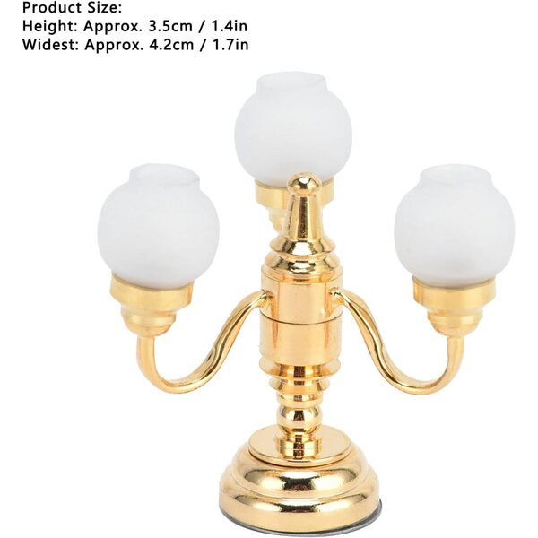 Lustre Miniatura LED a Batterie 1:12, Elegante Plafonnier Dorato per Case delle Bambole